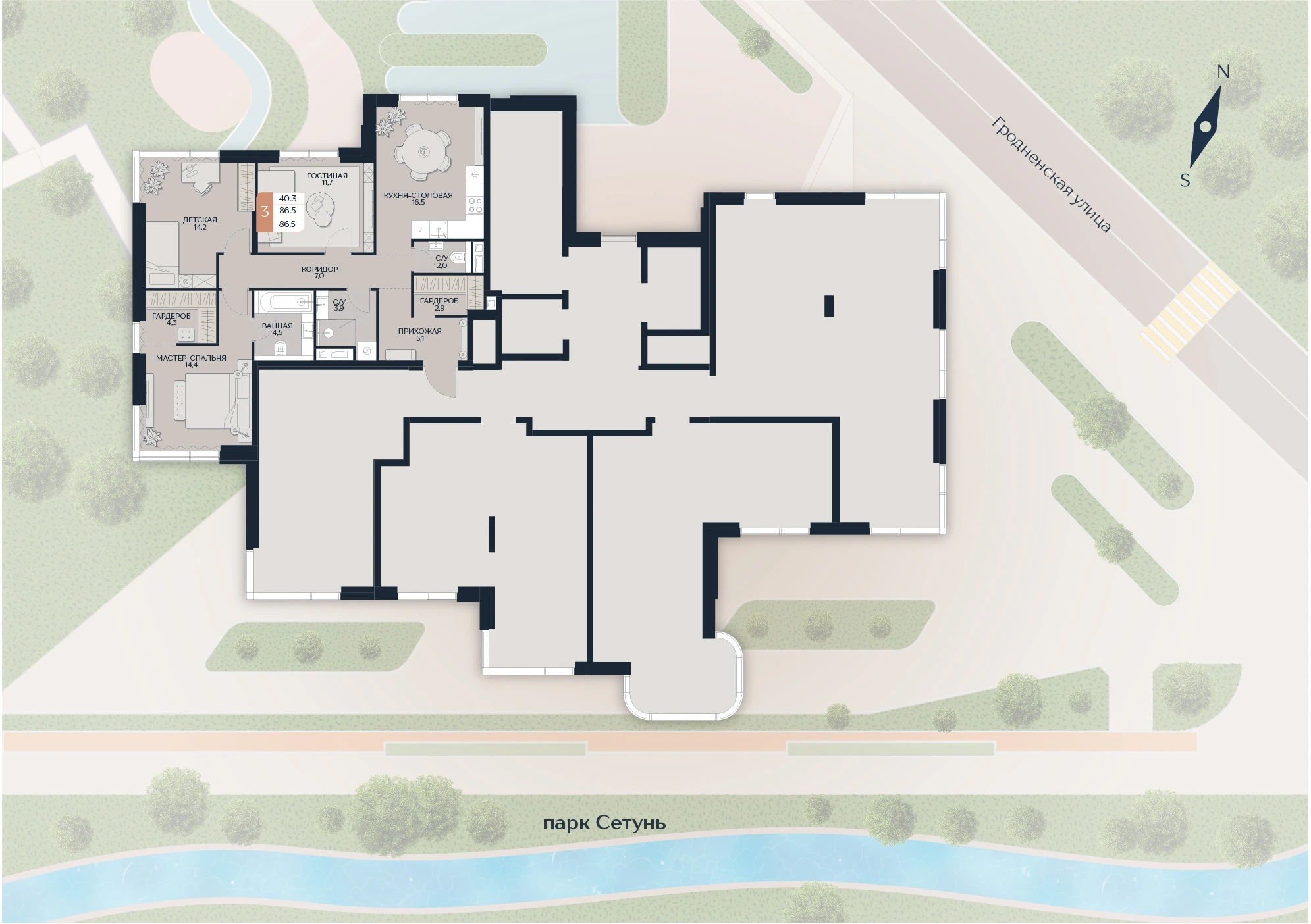 Расположение квартиры 10 на плане здания