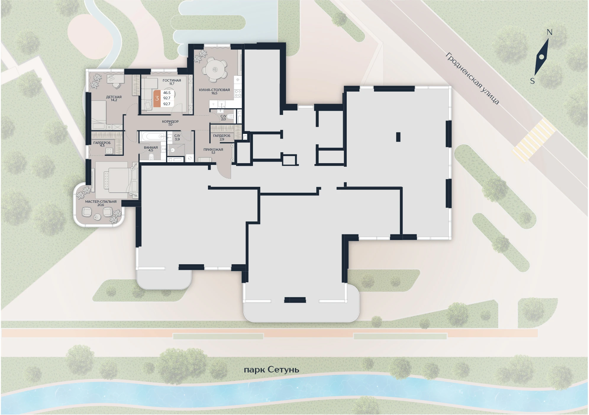 Расположение квартиры 40 на плане здания