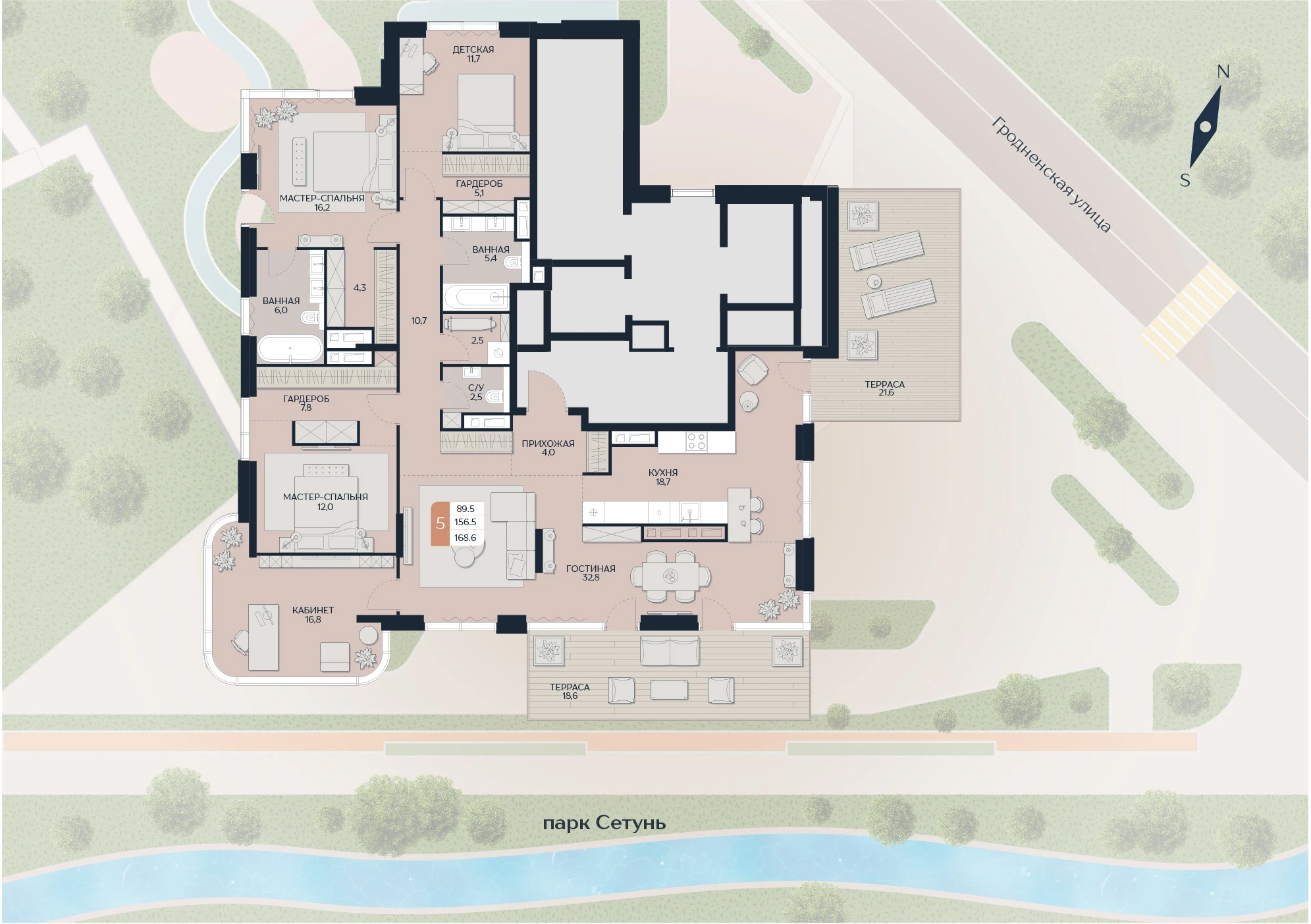 Расположение квартиры 45 на плане здания