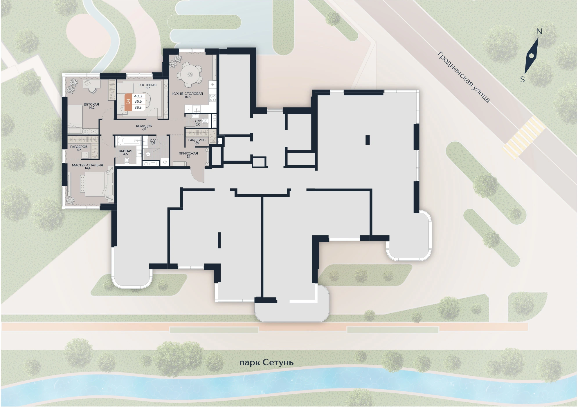 Расположение квартиры 15 на плане здания