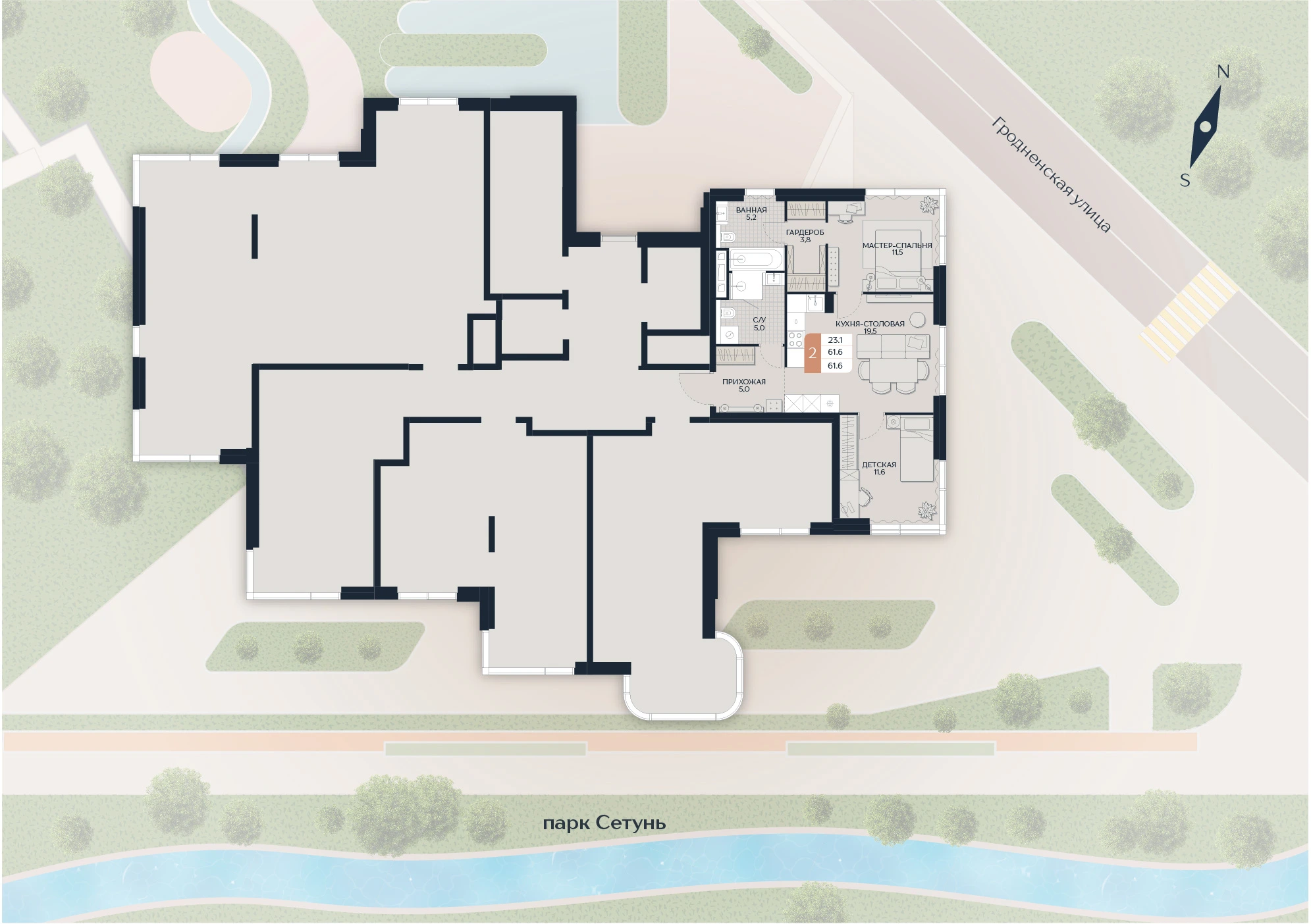 Расположение квартиры 6 на плане здания