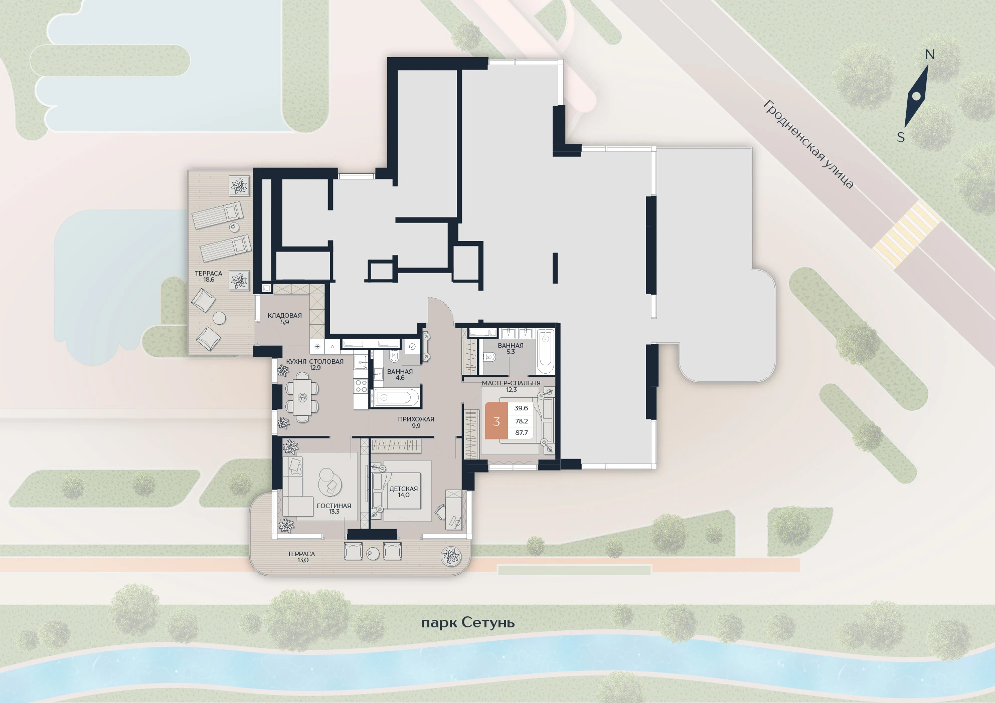 Расположение квартиры 80 на плане здания