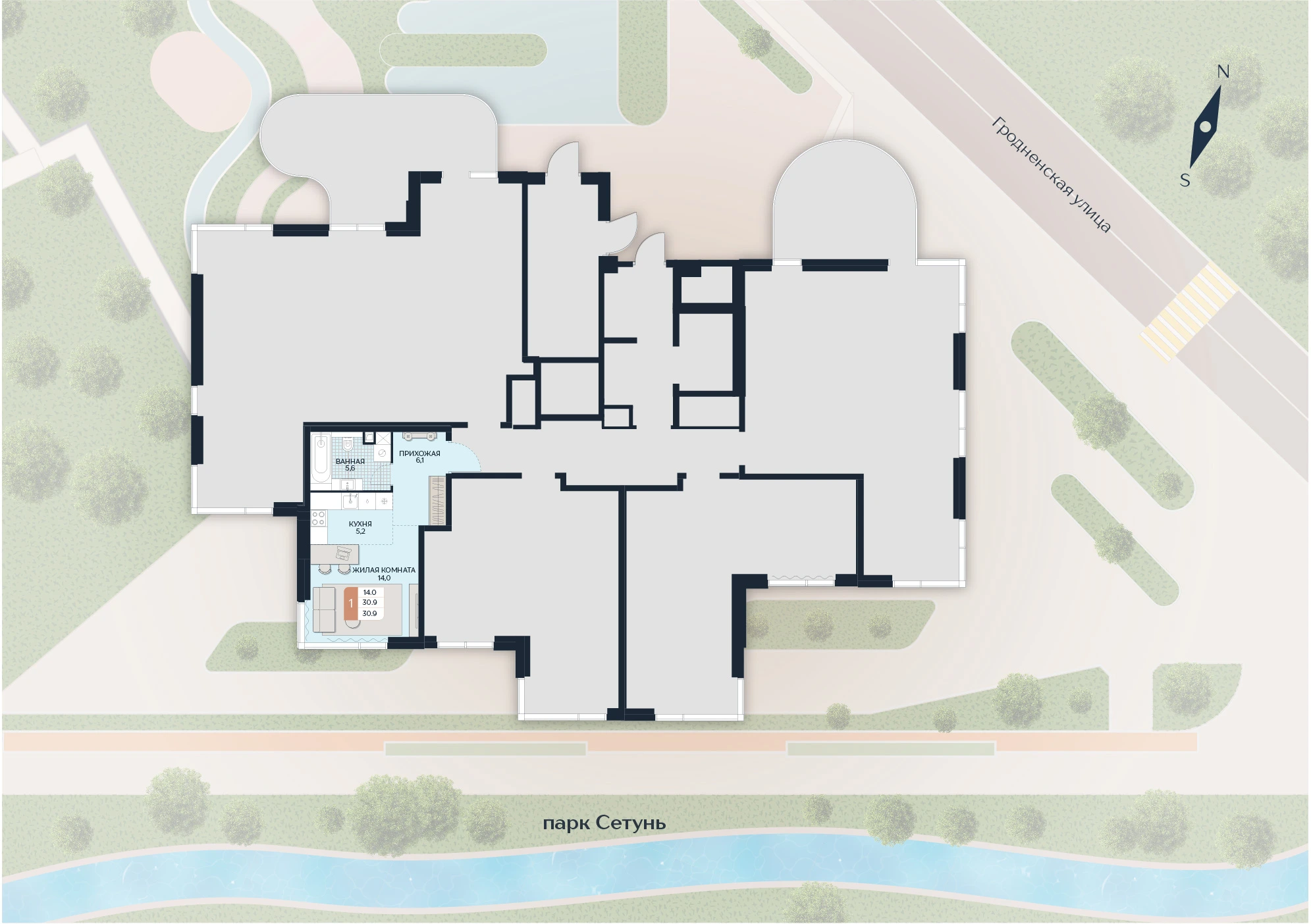 Расположение квартиры 4 на плане здания