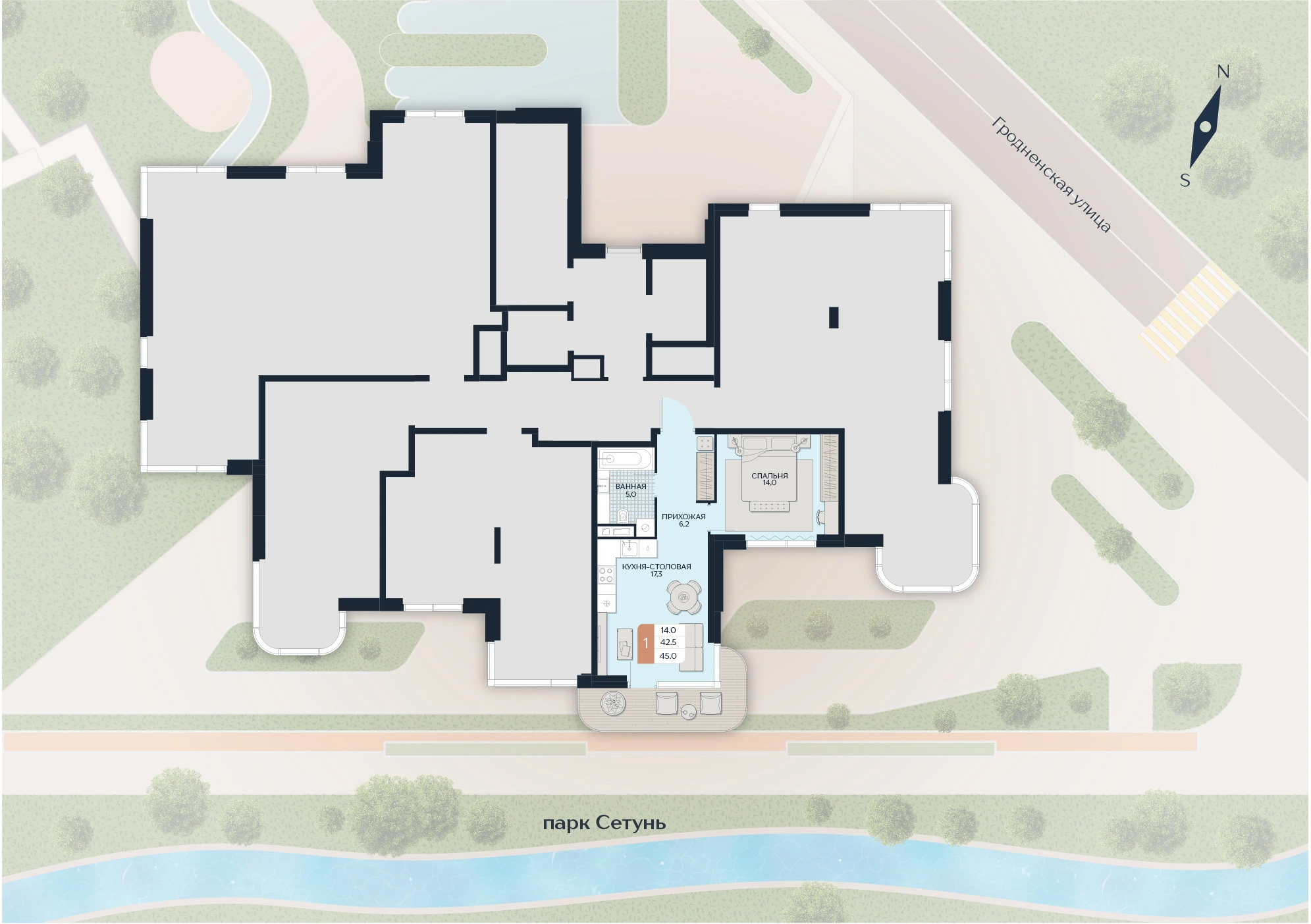Расположение квартиры 12 на плане здания