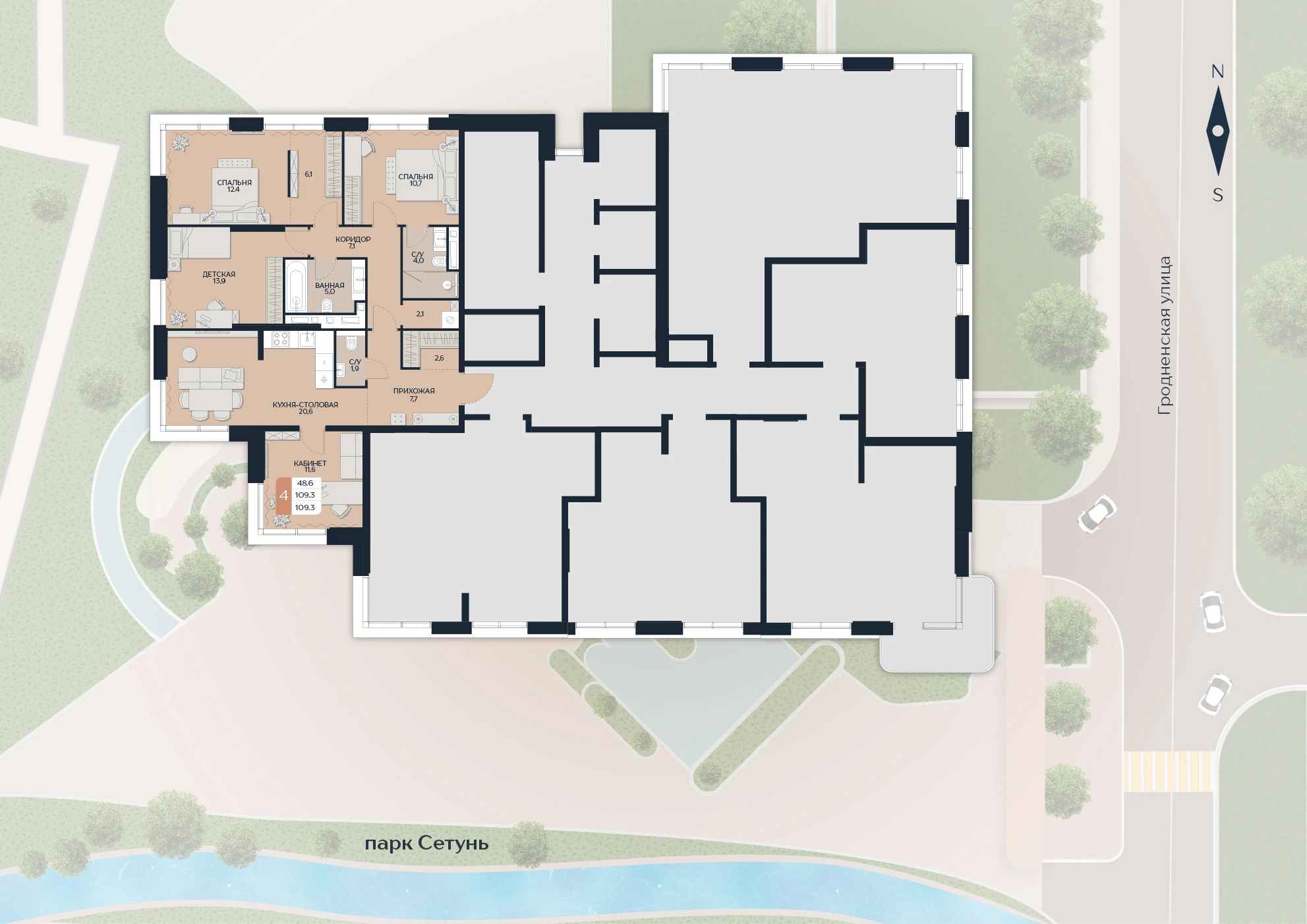 Расположение квартиры 161 на плане здания