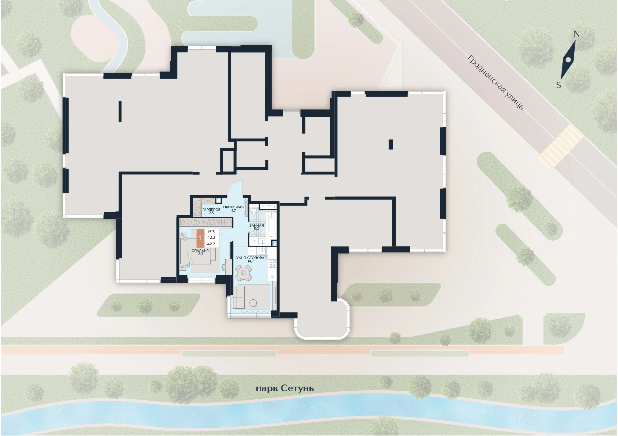 Расположение квартиры 8 на плане здания