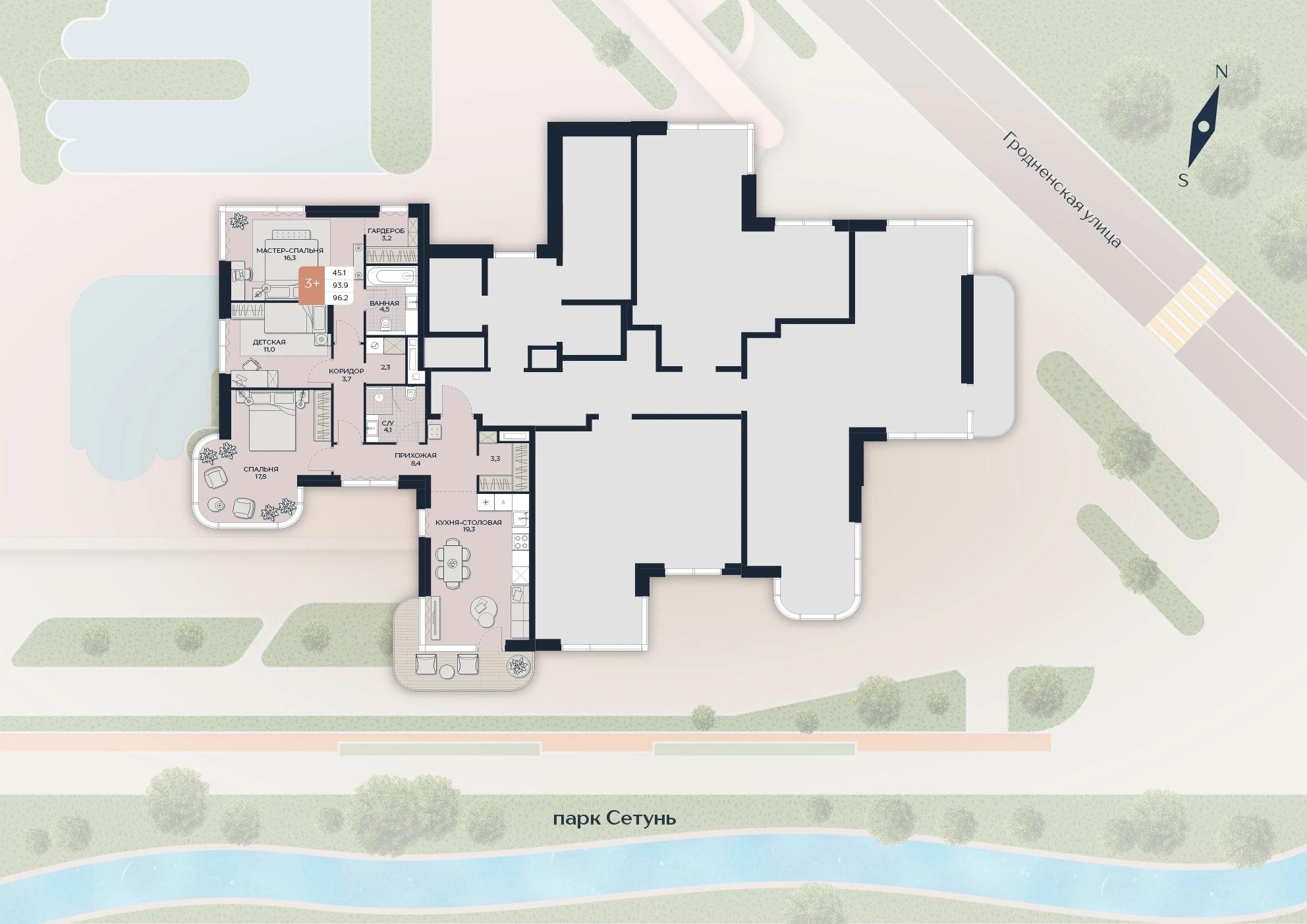 Расположение квартиры 69 на плане здания